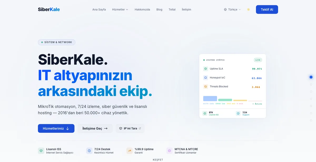 SiberKale Kurumsal Web Sitesi